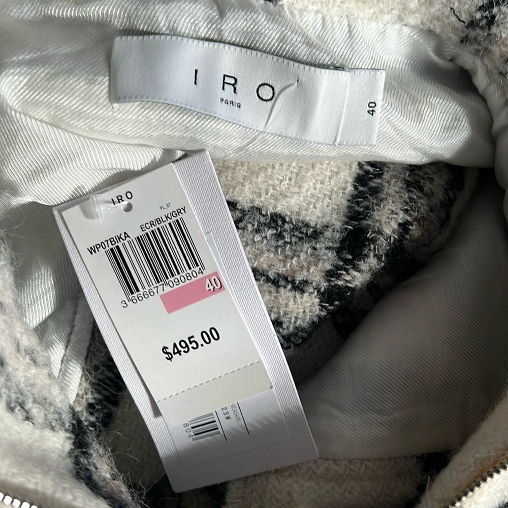 IRO Bika Jacket in Ecru-Black-Grey, NWT, Size EU 40 - Picture 12 of 15